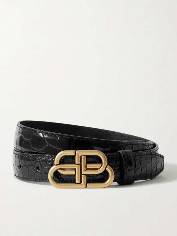 BB croc-effect leather waist belt