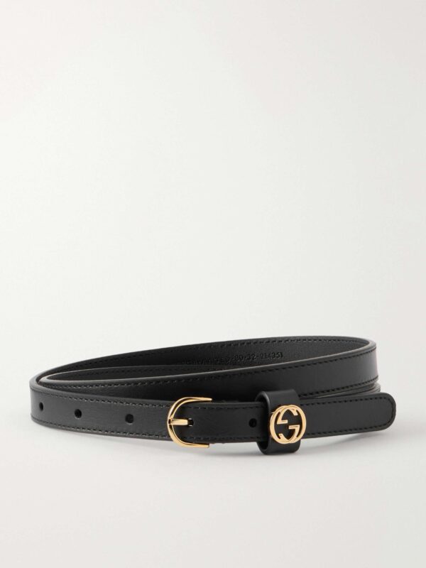Logo-embellished leather belt