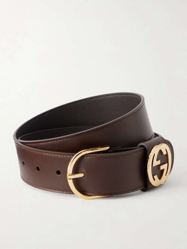 Logo-detailed leather belt