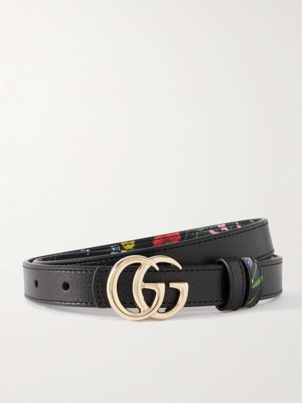 Marmont reversible floral-print leather belt