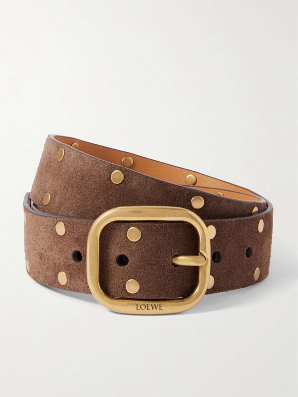 Studded suede belt