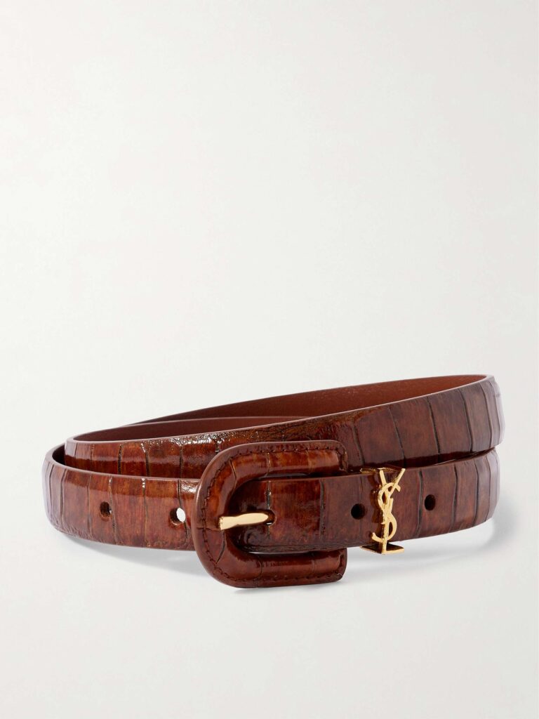 Cassandre embellished croc-effect leather belt