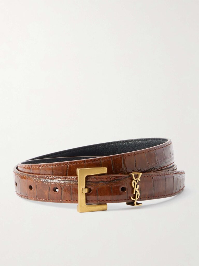 Cassandre croc-effect leather belt