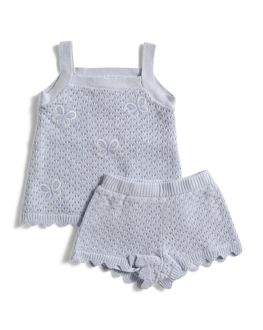 WILT Toddler Girls 2pc Butterfly Applique Sweater Knit Shorts Set
