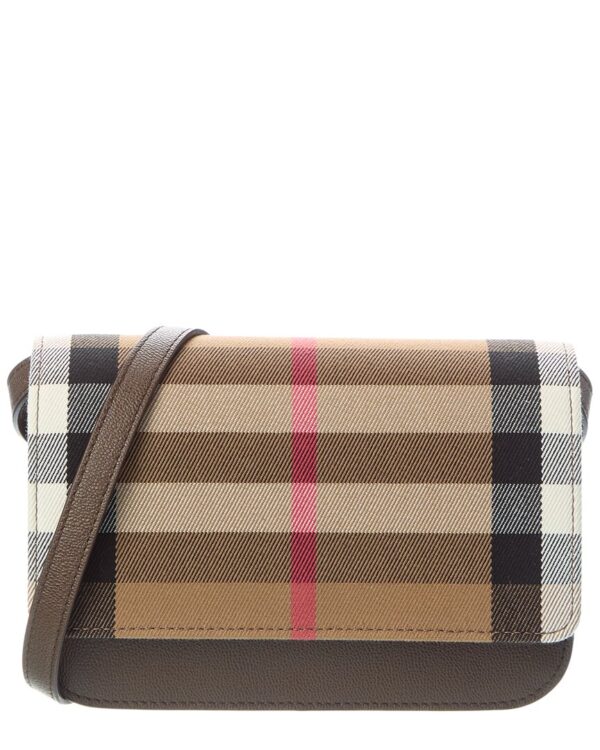 check canvas & leather crossbody