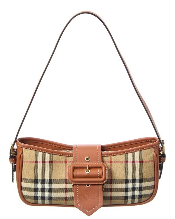 vintage check e-canvas & leather shoulder bag