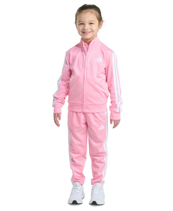 Toddler & Little Girls Tricot Long-Sleeve Essential 3-Stripe Tricot Track Jacket & Pants, 2 Piece Set