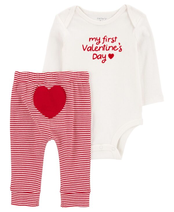 Baby Girls' or Baby Boys' My First Valentine's Day Bodysuit and Pants, 2-Piece Set