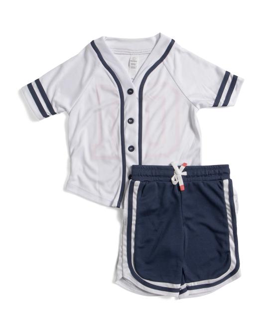 90 DEGREE BY REFLEX Toddler Boys 2pc Baseball Double Mesh Jersey And Shorts Set