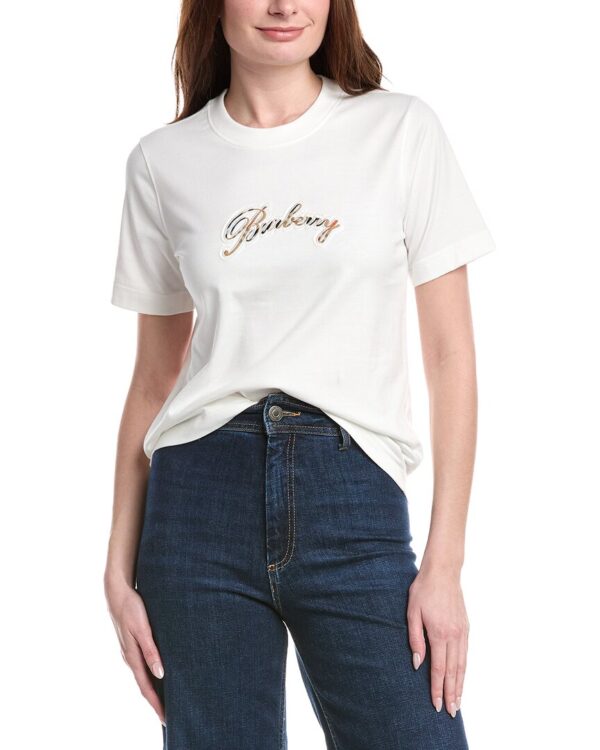 check cursive logo t-shirt