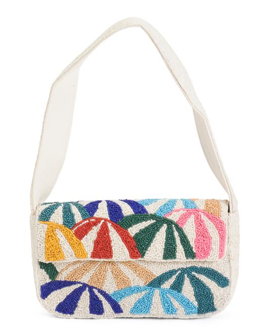 AMERICA & BEYOND Beaded Beach Umbrella Shoulder Bag