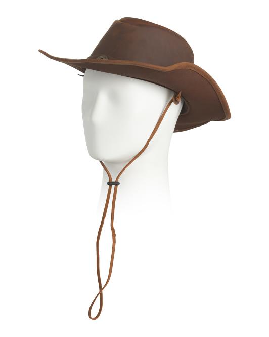 AMERICAN BISON Cow Leather Split Shotgun Western Hat