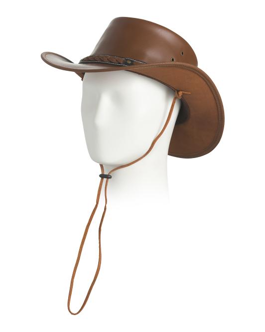AMERICAN BISON Leather Cow Skipper Western Hat