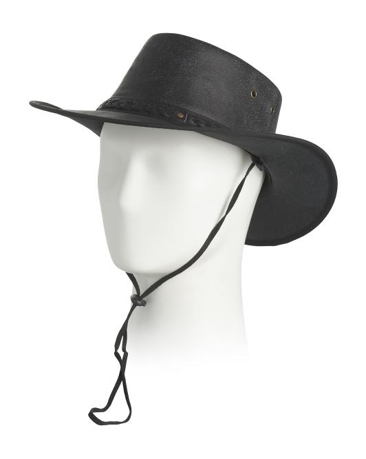 AMERICAN BISON Leather Crushable Cow Skipper Hat
