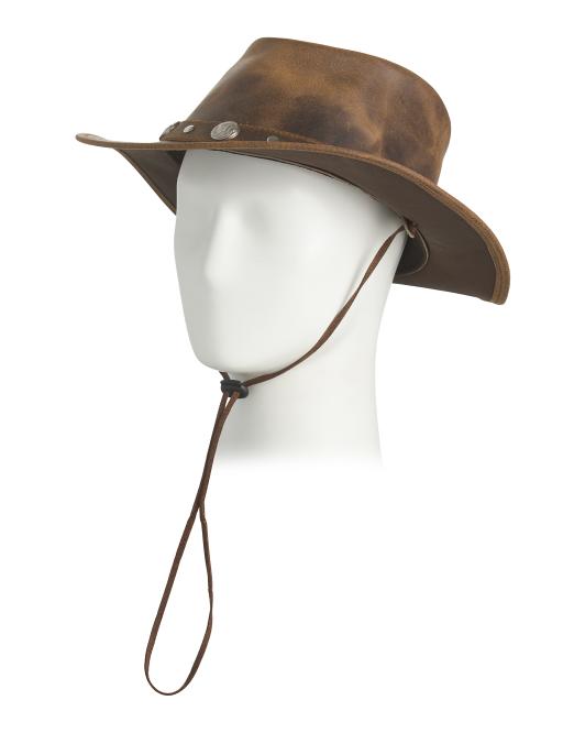 AMERICAN BISON Leather Pull Up Buffalo Nickel Western Hat
