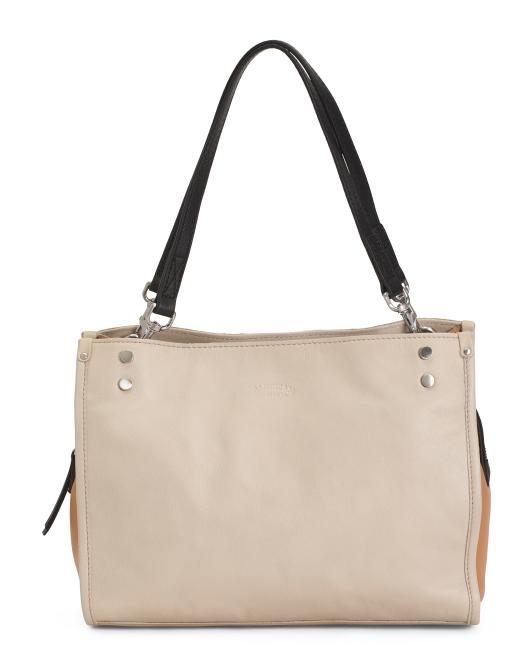 AMERICAN LEATHER CO. Leather Lenox Triple Entry Satchel