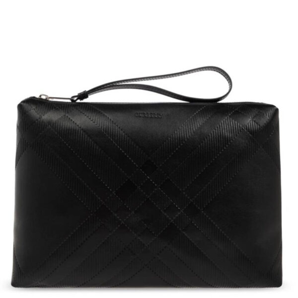 Check Embossed Clutch Bag
