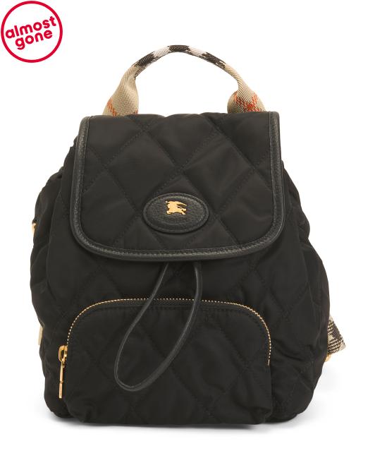 BURBERRY Made In Italy Nylon And Leather Quilted Mini Backpack