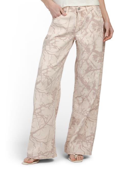CALI1850 Tree Camo Low Rise Wide Leg Jeans