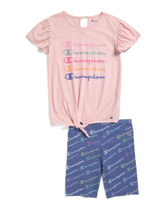 CHAMPION Big Girls 2pc Tee And Shorts Set