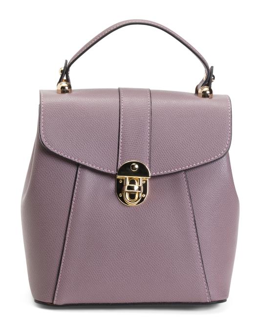 CHEVAL Made In Italy Leather Convertible Backpack With Gold Hardware