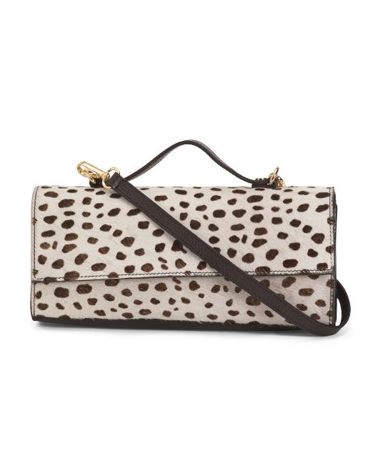DIVINA FIRENZE Made In Italy Leather Spotted Dalmatian Clutch