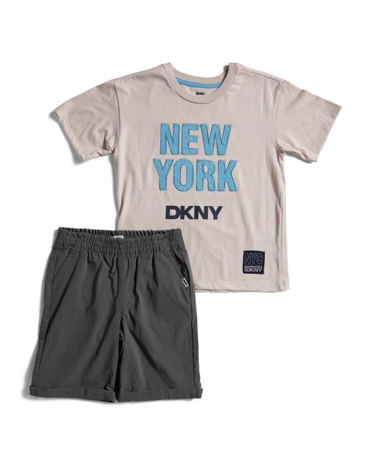 DKNY 2pc Little Boys Graphic Tee And Shorts Set