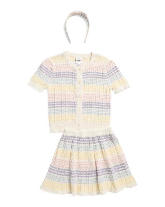 DRAPER JAMES Little Girls 2pc Cardigan And Skirt Set