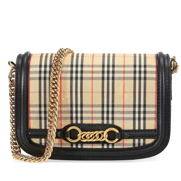 house check canvaschain link shoulder bag