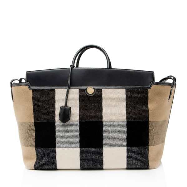 wool check society xl tote