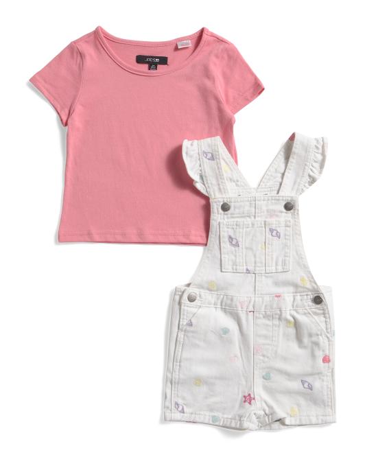 JOE'S JEANS Toddler Girls 2pc Embroidered Top And Shortall Set