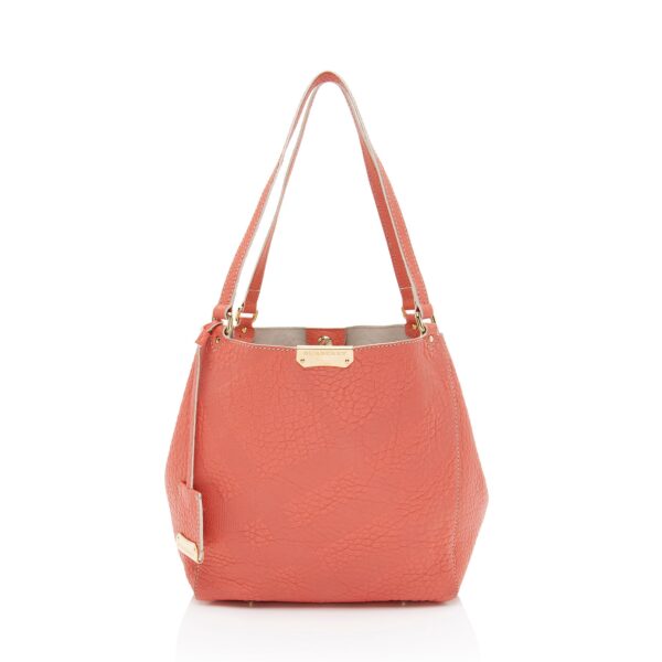 embossed leather check canterbury small tote