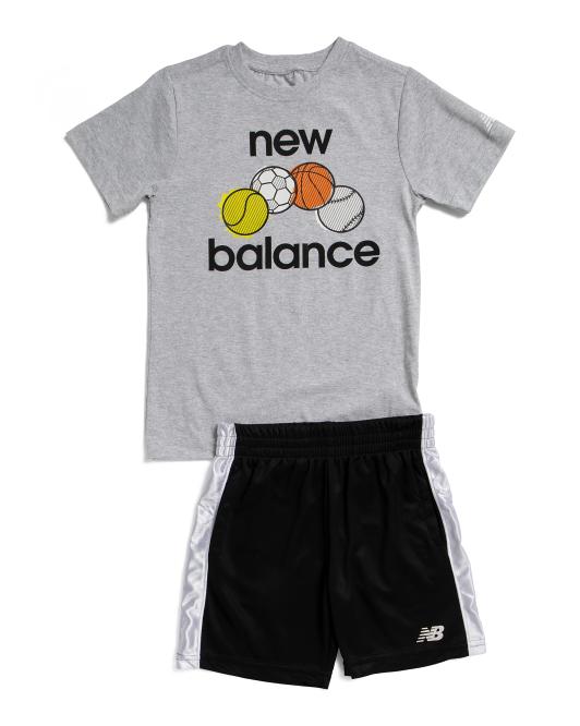 NEW BALANCE 2pc Short Sleeve Tee And Active Shorts Set