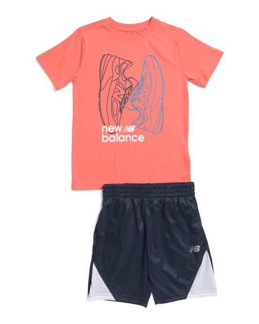 NEW BALANCE Big Boy 2pc Short Sleeve Graphic Tee And Shorts Set