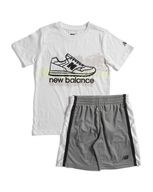 NEW BALANCE Boys 2pc Short Sleeve Tee And Active Shorts Set