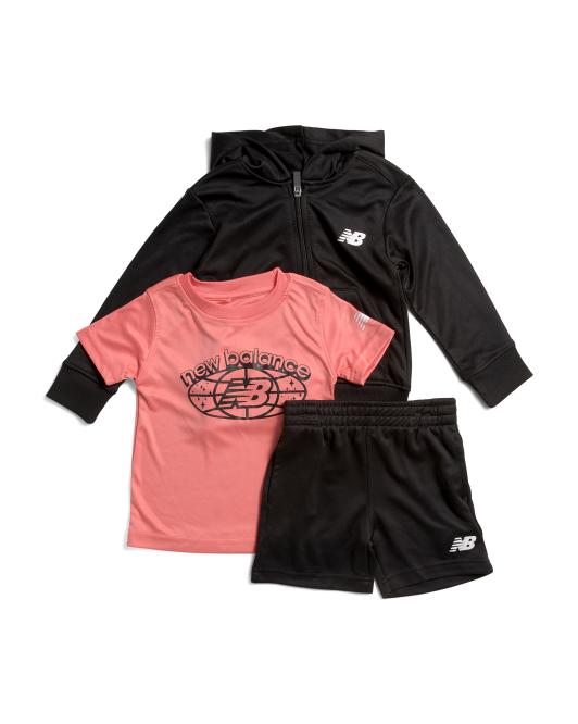 NEW BALANCE Toddler Boys 3pc Fleece Jacket Top And Shorts Set