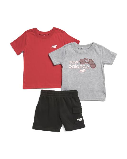 NEW BALANCE Toddler Boys 3pc Tees And Active Shorts Set