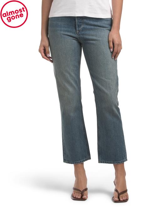 PAIGE Made In Usa Billy Cropped Covered Button Fly Jeans