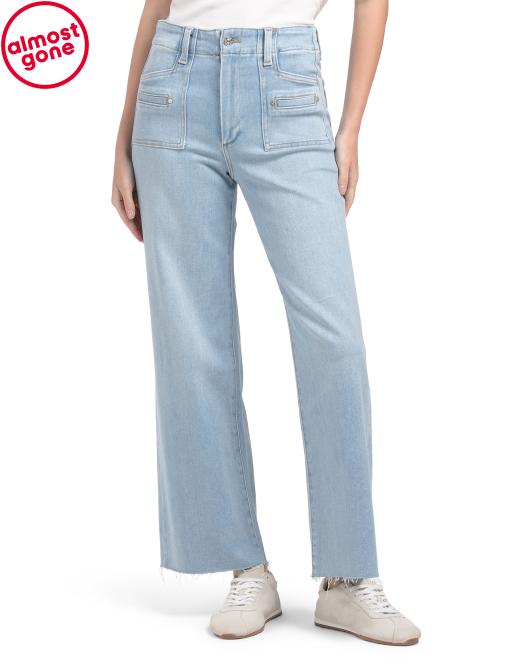 PAIGE Petite Anessa Jeans With Patch Pockets And Raw Hem