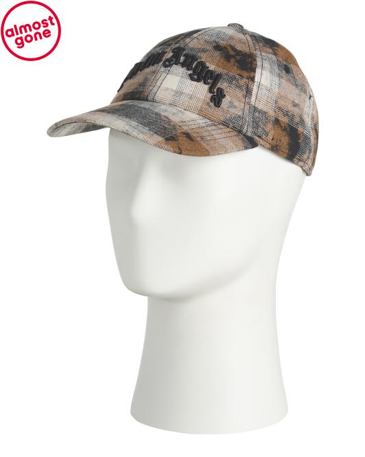 PALM ANGELS Curved Logo Check Cap