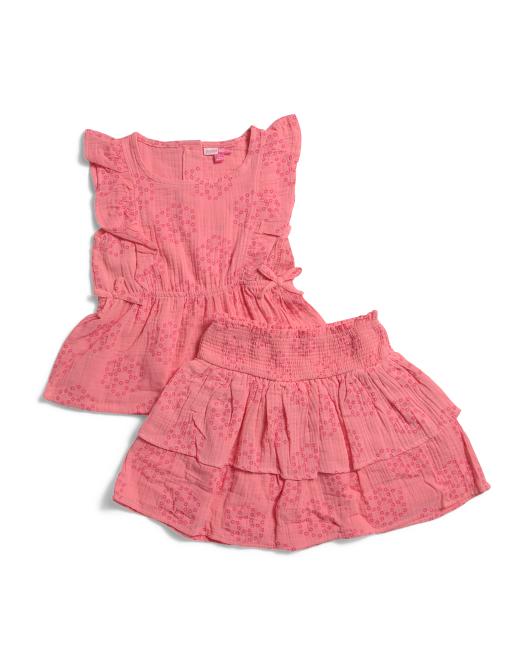 PENELOPE MACK Big Girls 2pc Gauze Top And Skort Set