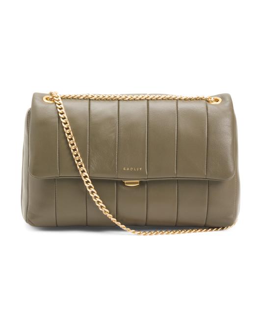 RADLEY LONDON Leather Burton Way Quilt Small Flap Over Crossbody