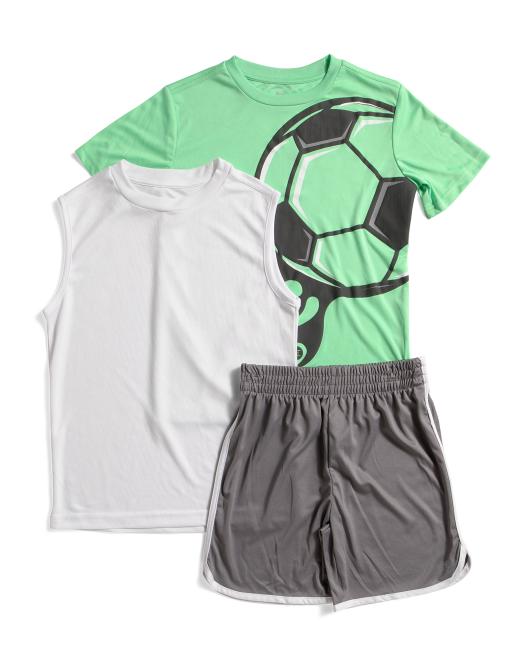 RBX Big Boys 3pc Tank Soccer Graphic Tee And Active Shorts Set