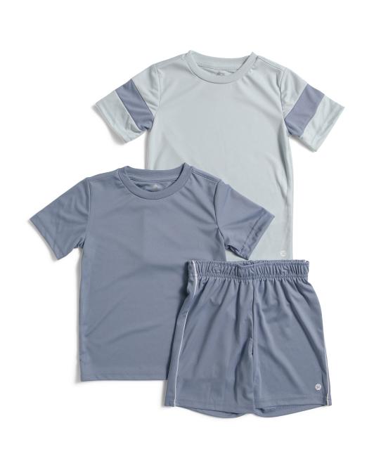 RBX Little Boys 3pc Short Sleeve Tees And Active Shorts Set