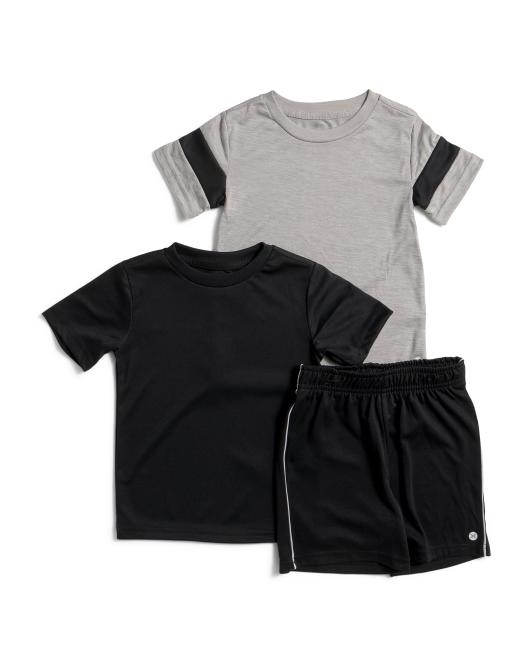 RBX Little Boys 3pc Short Sleeve Tees And Active Shorts Set