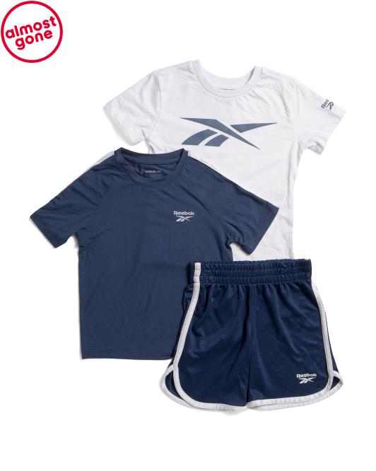 REEBOK Boys 3pc 2 Tees And Shorts Set