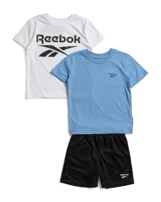 REEBOK Little Boys 3pc Short Sleeve Tees And Active Shorts Set