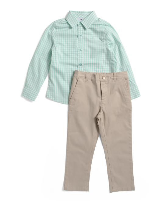 TOMMY BAHAMA 2pc Long Sleeve Tech Gingham Button Up And Pants Set