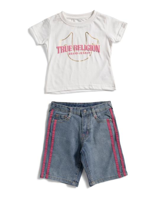 TRUE RELIGION Little Girls 2pc Tee And Jorts