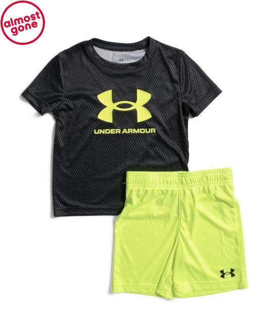 UNDER ARMOUR 2pc Little Boys Printed Short Sleeve And Shorts Tech Set